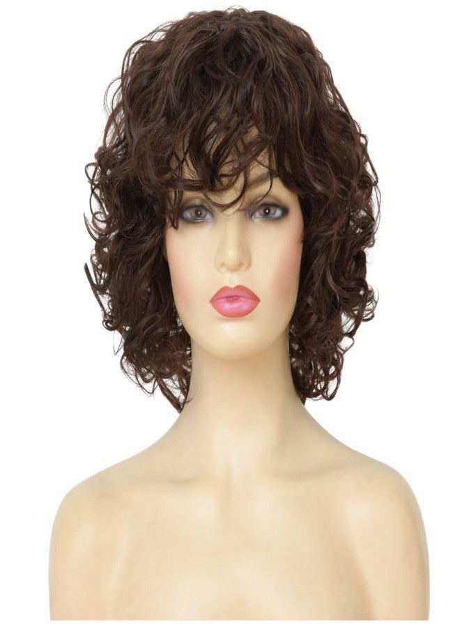 تسيسيس شعر مستعار بني مجعد قصير للنساء من تسيسيز، بطول الكتف، مظهر طبيعي، مناسب للحفلات التنكرية والاستخدام اليومي، شعر مستعار صناعي كامل مع غرة - Image 2